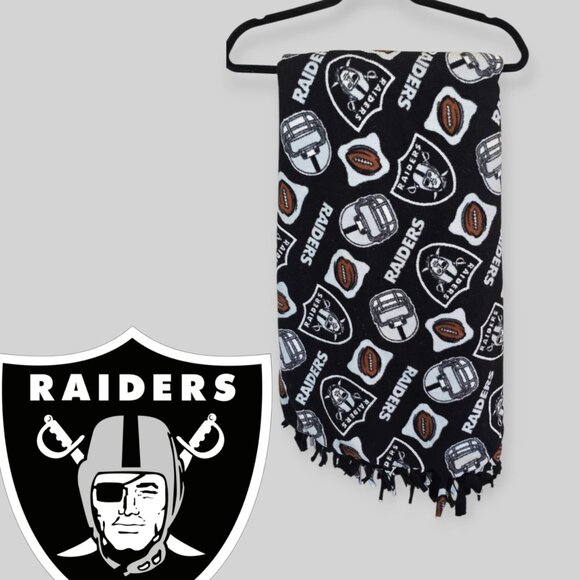 Raiders NFL Football  Black Fleece Blanket  Fabric - Picture 1 of 5